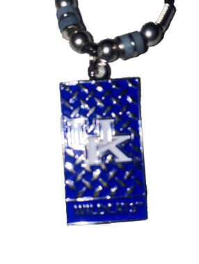 Kentucky Wildcats Dog Tag Necklace – 18" Black Cord with Beaded Accents